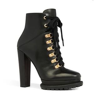 Alice & Olivia Jesna Leather Platform Lace-up Bootie Sz 37